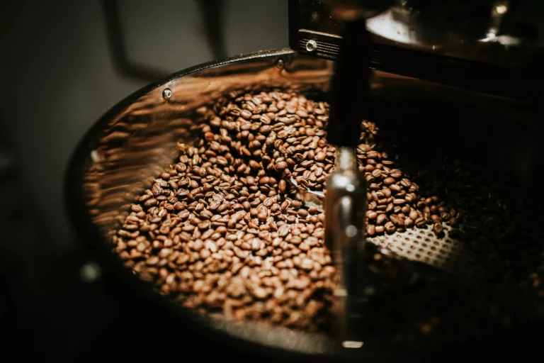 a coffee beans in a machine